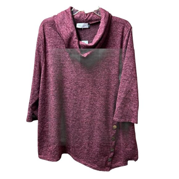 Star Vixen Sweaters - Star Vixen Burgundy Stretch Asymmetrical Lightweight Tunic Sweater Size 2X -NWOT